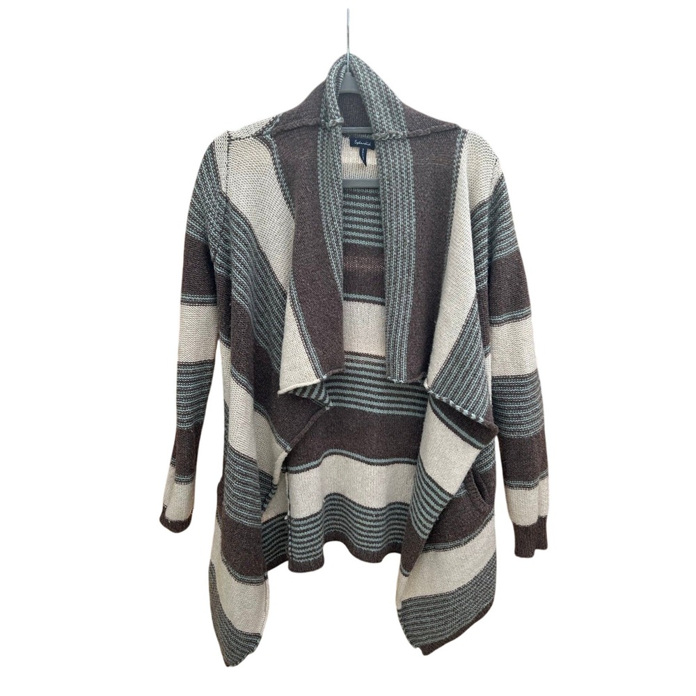 Splendid Striped Cardigan, Wool Cashmere Blend‎ Draping No Button sz XS